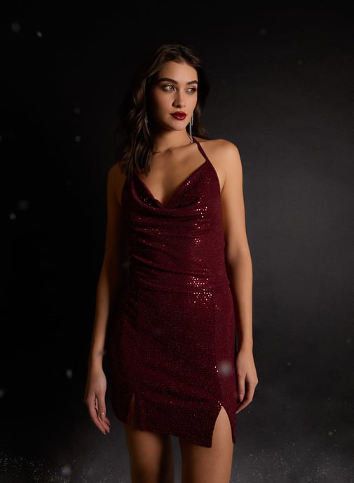 Mirror Sequin Halter Crop Top
