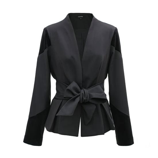 Blazer i bi-material och knutet bälte - Image 1
