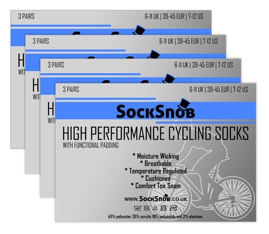 12 Pair Multipack Mens Cycling Socks | Sock Snob | Black Low Cut Socks | Ideal for Running, Gym & Sport - Black - Image 2