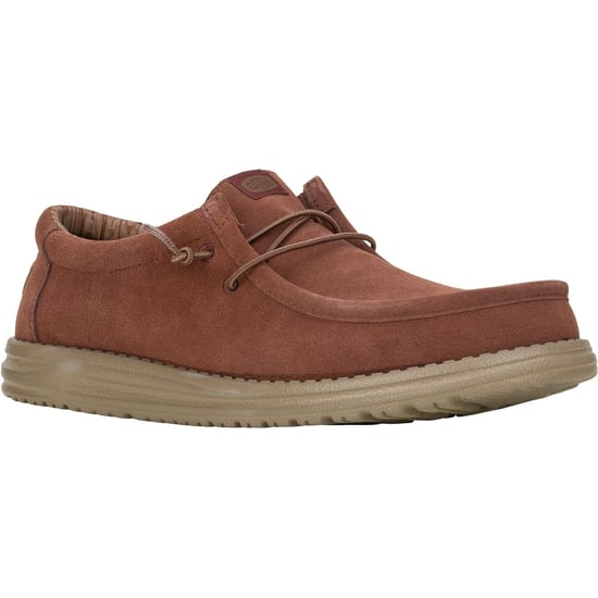 HEYDUDE Wally Suede Suede Men's Dark Brown Boat Shoes - Image 1