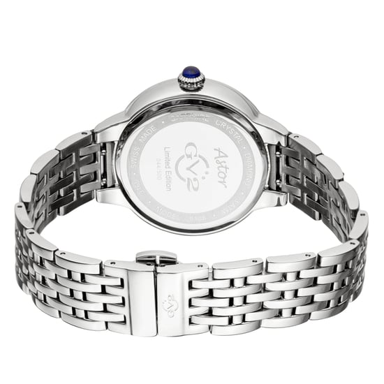 GV2 Astor Women's Swiss Quartz Diamond Black Dial Stainless Steel Watch - Image 2