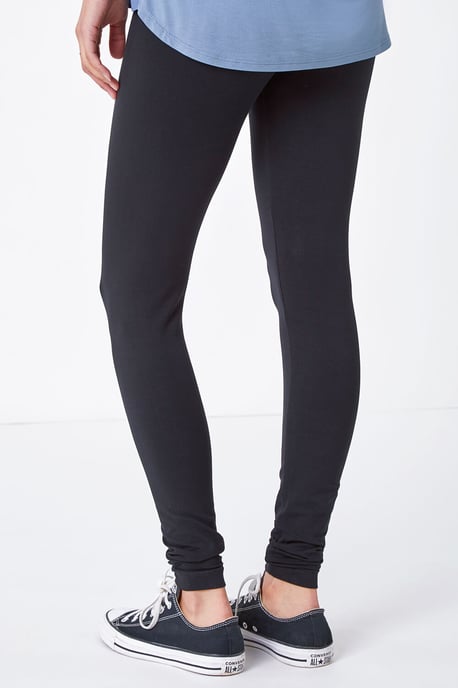 Stretch Plain Elastic Waist Leggings - Image 3