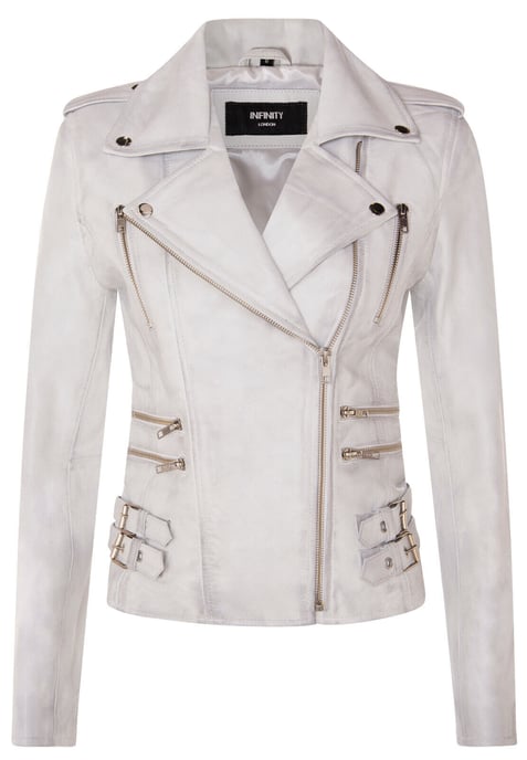 Ladies leather Brando biker jacket-Loddon