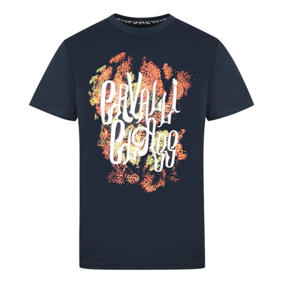 Cavalli Class Bold Logo Marinblå T-shirt - Image 1