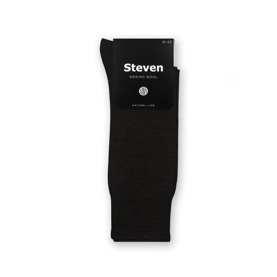 Mens Merino Wool Socks | Steven | Warm Knitted Ribbed Dress Socks - Black - Image 2
