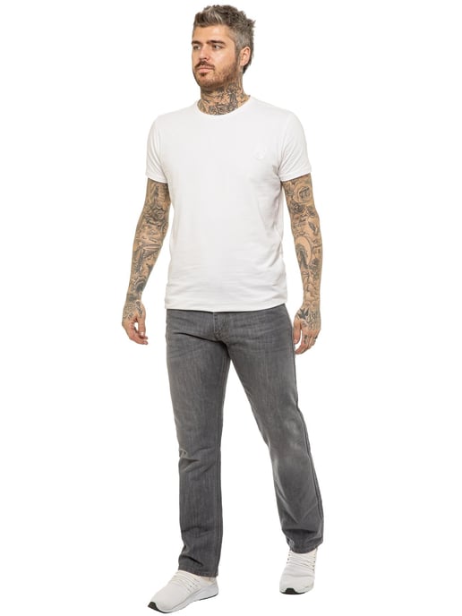 Enzo | Mens Designer Regular Fit Denim Jeans -Grey - Image 4