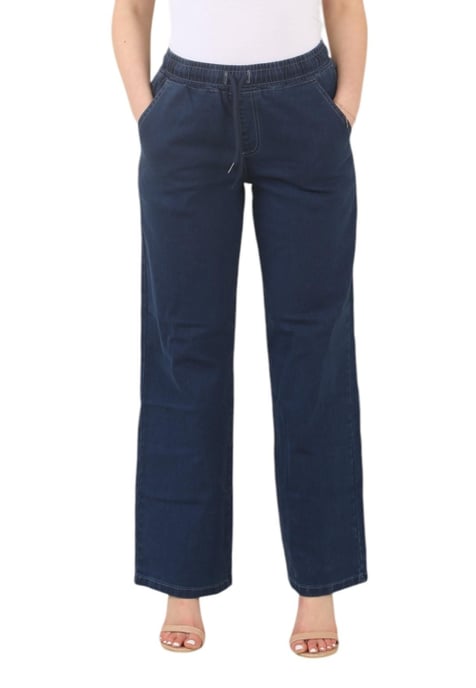 MYT Womens Elasticated High Waist Wide Leg Jeans in Blue - Image 1