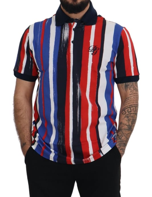 Dolce & Gabbana Multicolor Cotton Polo Top Men's T-shirt - Image 3