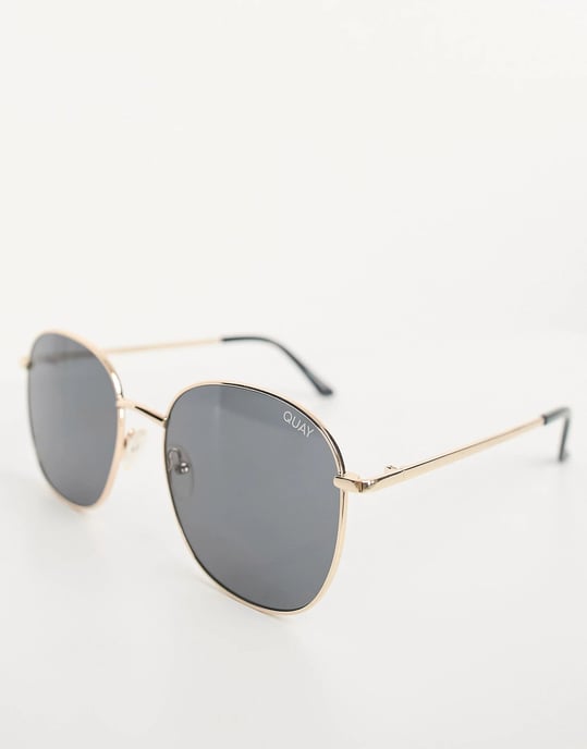 Quay Mens Jezabell Round Sunglasses In Gold/Smoke - Image 1