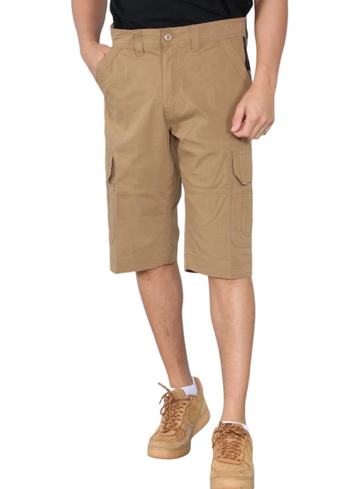 Heren cargo multi-pocket sneldrogende shorts in kaki - Image 1