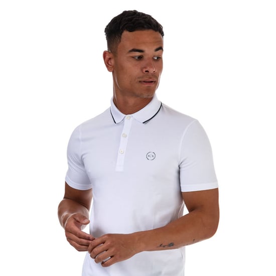 Men's Armani Exchange Bold Tipped Polo Shirt in White
