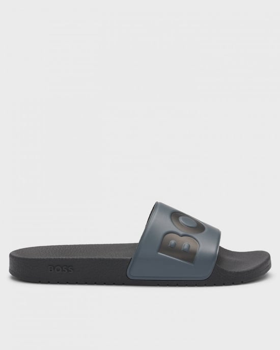 BOSS Orange Aryeh Mens Italian-Made Slides With Large Logo Detail