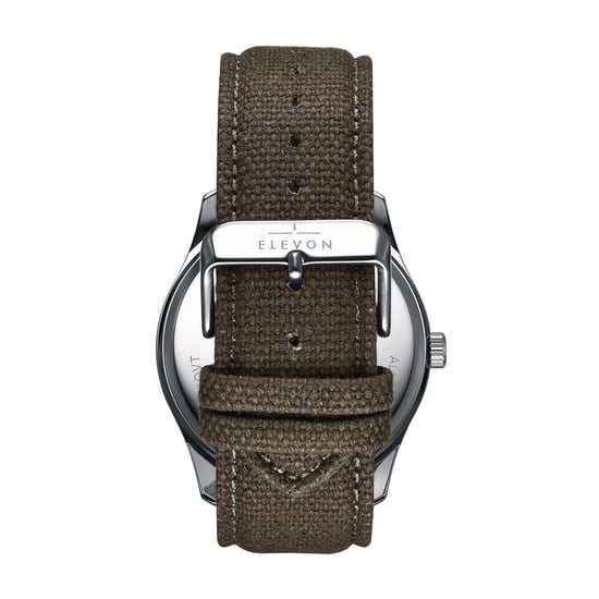 Elevon Crosswind Canvas-Overlaid Leather-Band Watch w/ Date