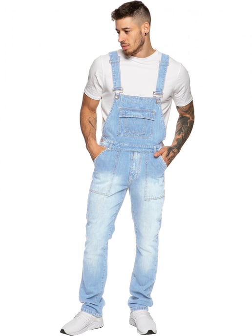 Enzo Men's Blue Denim Overall Dungarees - Image 1