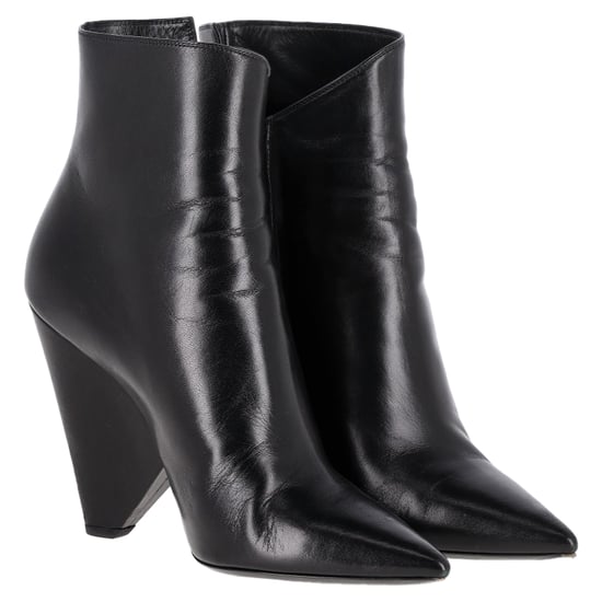 Saint Laurent Pyramid-Heeled Ankle Boots in Black Leather - Image 4