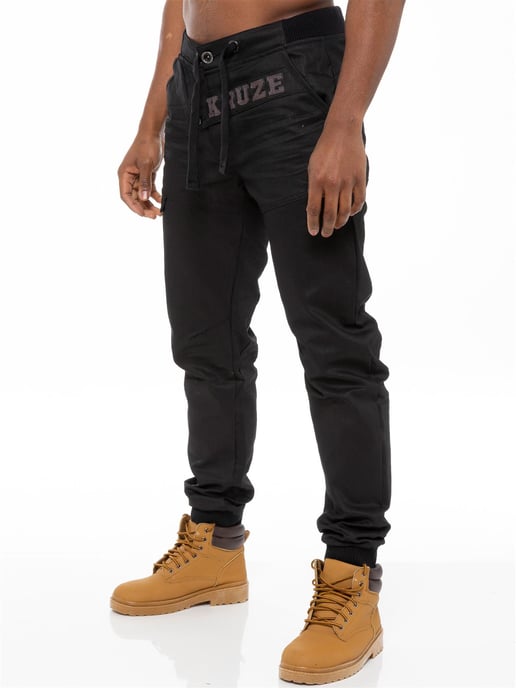 Kruze | Mens Cuffed Jeans - Black - Image 1