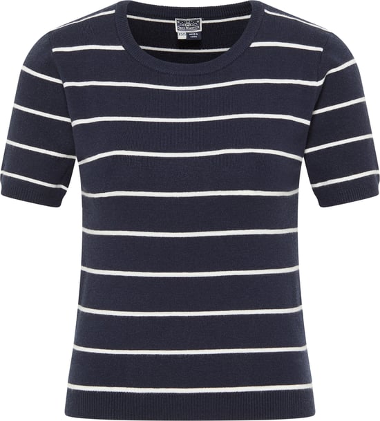 Dreimaster Short sleeve pullover women marine wool white - Image 1