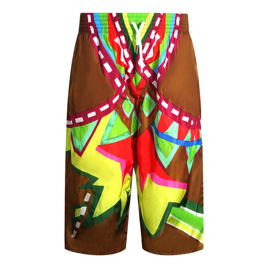 Dsquared2 Färgglad abstrakt design Brun överviktig badshorts - Image 1