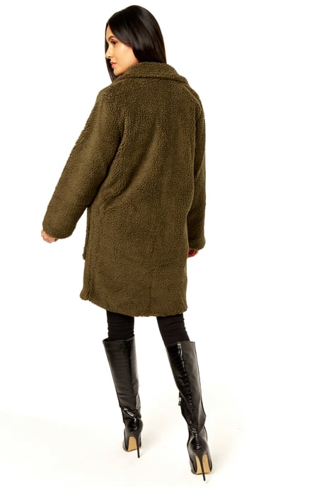 Faux Fur Longline Teddy Overcoat