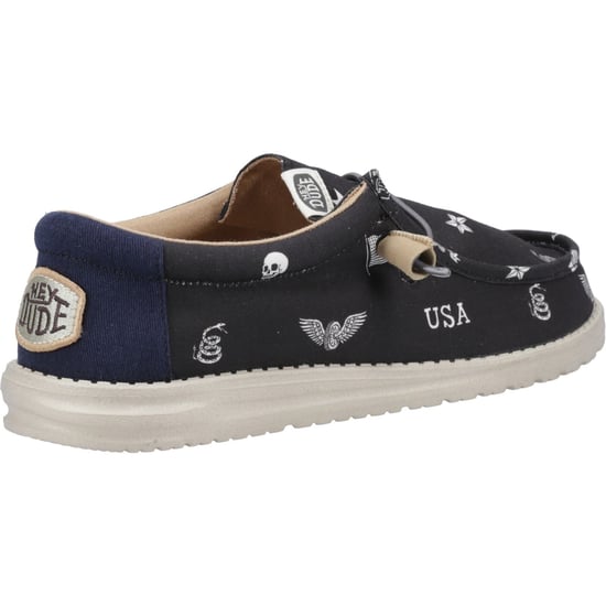 HEYDUDE Wally Stars n Skulls 100% Bomull Herr Svarta Båtskor - Image 2