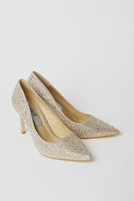 Sabrina Diamante Detail High Stiletto Pointed Court Shoes