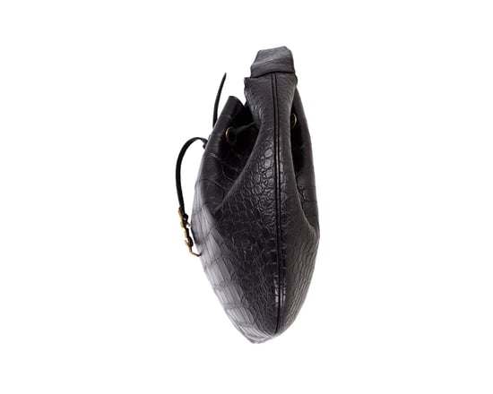 Saint Laurent Medium Paris VII Hobo Croc Effect Bag in Black Leather - Image 2