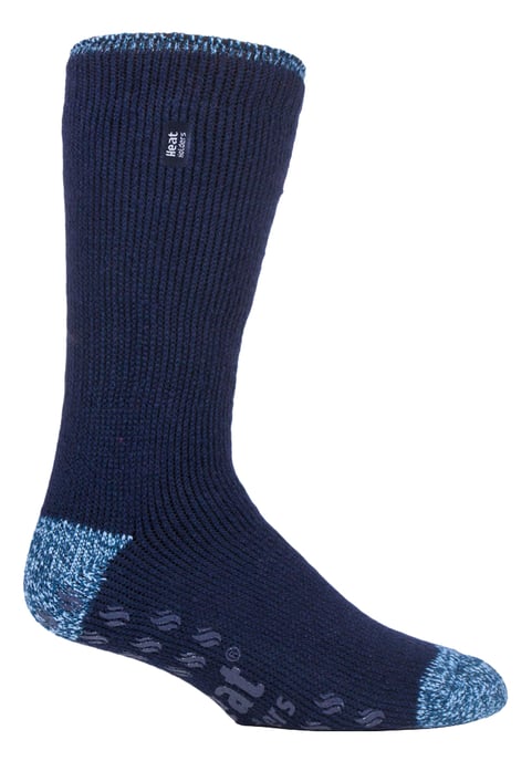 Heat Holders Mens Twist Stripe Patterned Fleece Lined Slipper Socks - Image 1