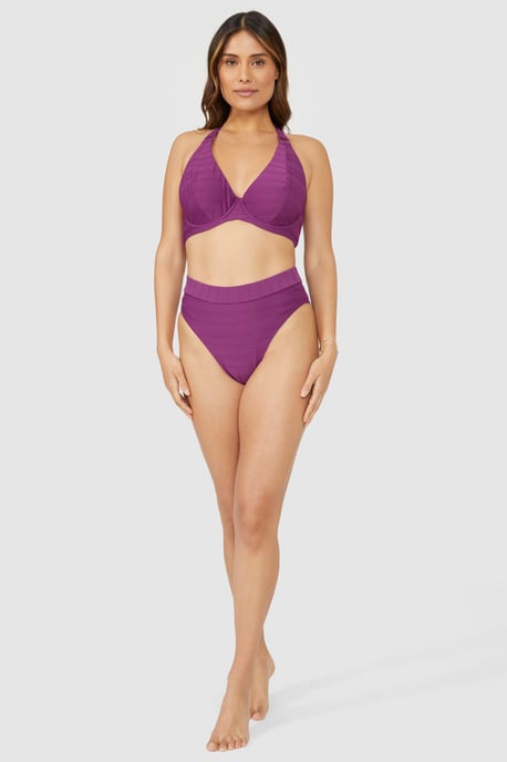 Gorgeous Textured Non Padded Plunge Underwire Bikini Top