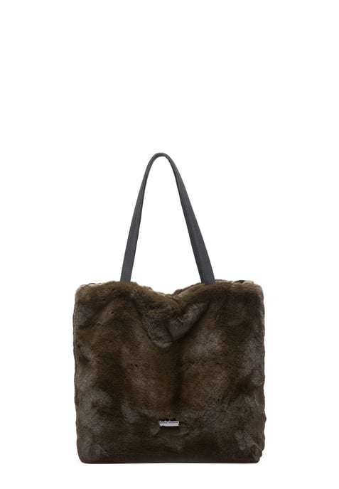 Faux Fur Shoulder Tote Bag