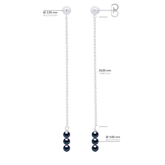 Earrings Trio - 3 Real Cultured Freshwater Pearls Round 4-5 mm