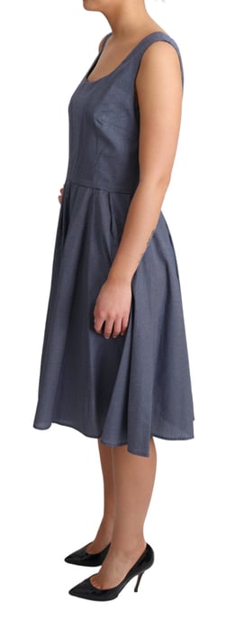 Dolce & Gabbana Women's Blue Polka Cotton A-Line Stretch Dress - Image 3