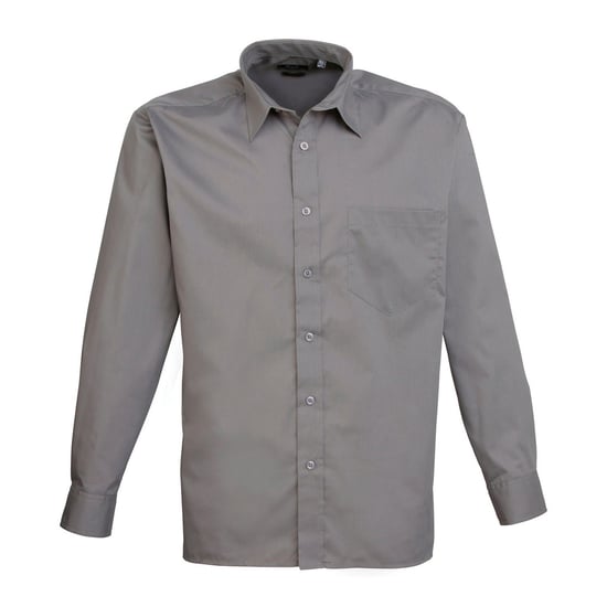 Premier Mens Poplin Long-Sleeved Shirt (Dark Grey) - Image 1