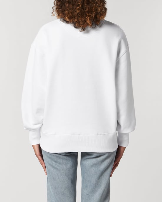 Dualism Unisex Relaxed Crew Neck Sweatshirt in White