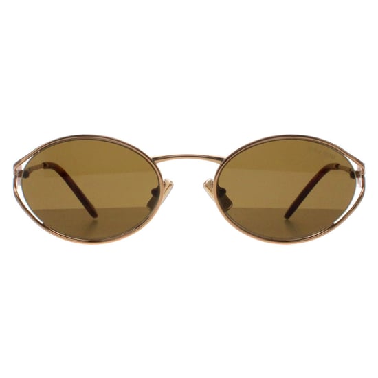 Miu Miu Oval Womens Brass Gold Dark Brown Sunglases MU52YS - Image 1