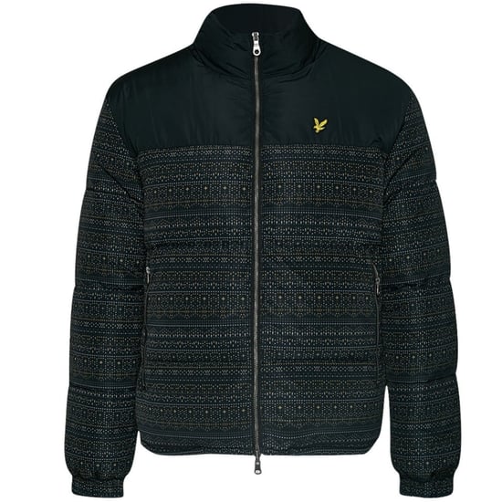 Lyle & Scott Fair Isle Reversible Black Puffer Jacket - Image 1