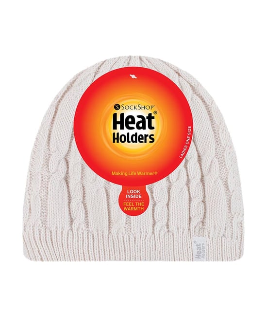 Womens Ribbed Cable Knit Fleece Lined Thermal Knitted Beanie Hat - Image 2