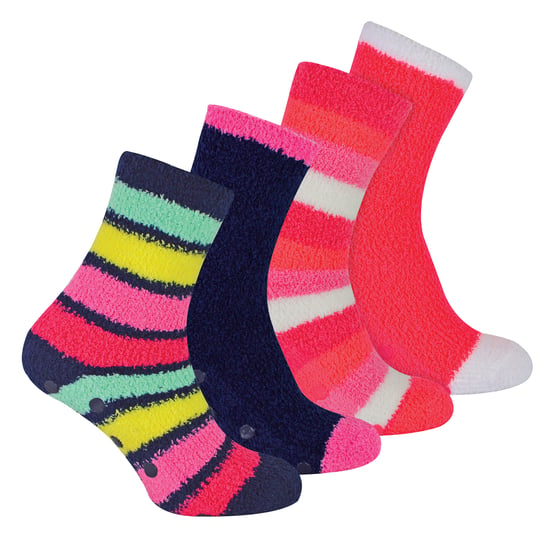 Sock Snob - 4 Paar Dames Gezellige Thermische Bed Sokken met Antislip Grips - Stripe 1 - Image 1