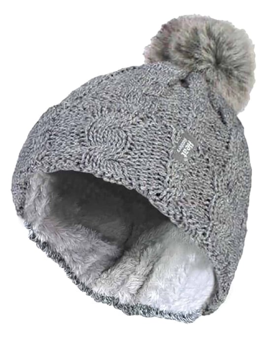 Heat Holders - Ladies Knit Fleece Lined Thermal Bobble Hat with Pom Pom - Image 1