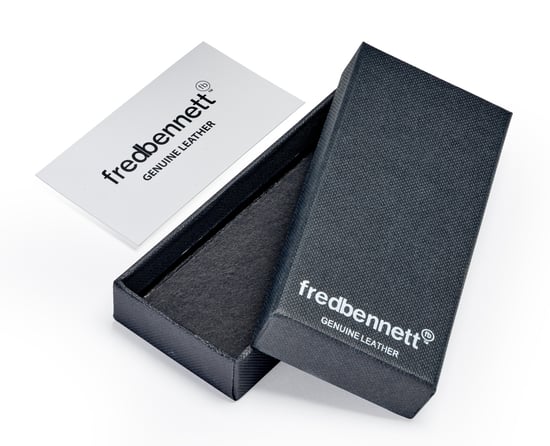 Fred Bennett Mens Black Leather Key Fob Holder Keyring Key chain & Gift Box