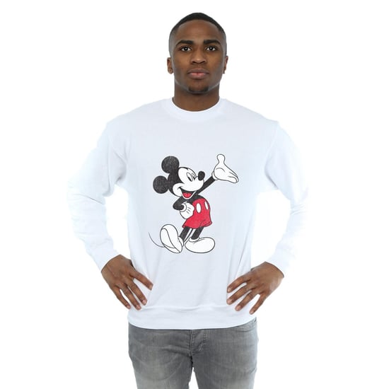 Disney Mens Traditional Wave Mickey Mouse Sweatshirt (White)