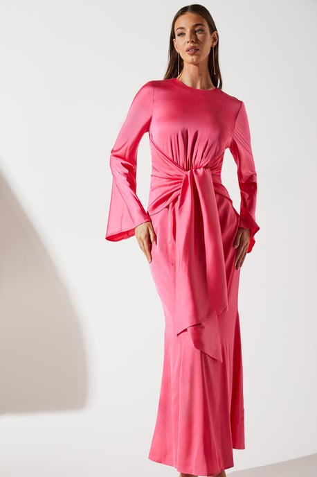 Satin Tie Waist Gown