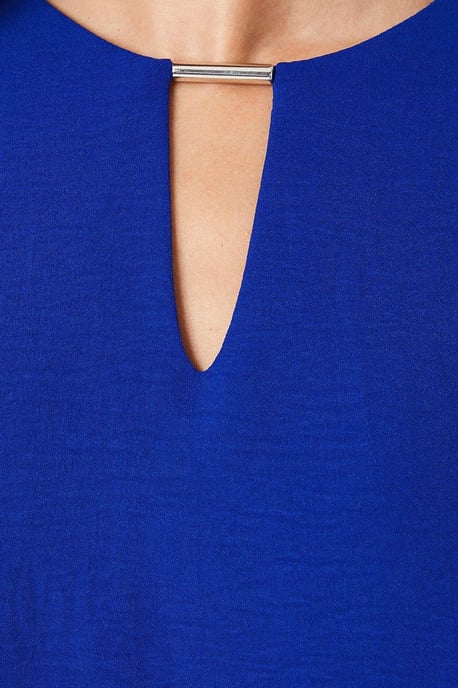 Petite Trim Overhead Short Sleeve Blouse