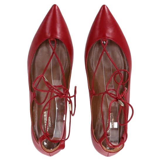 Aquazzura Christhy Lace-Up Ballet Flats in Red Leather - Image 5