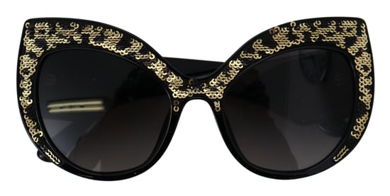 Dolce & Gabbana Black Gold Sequin Butterfly Polarized DG4326 Women's Sunglasses