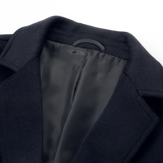 Knälång vinterullrock för män Slim Fit Turn-Down Collar Business Coats Blå - Image 4