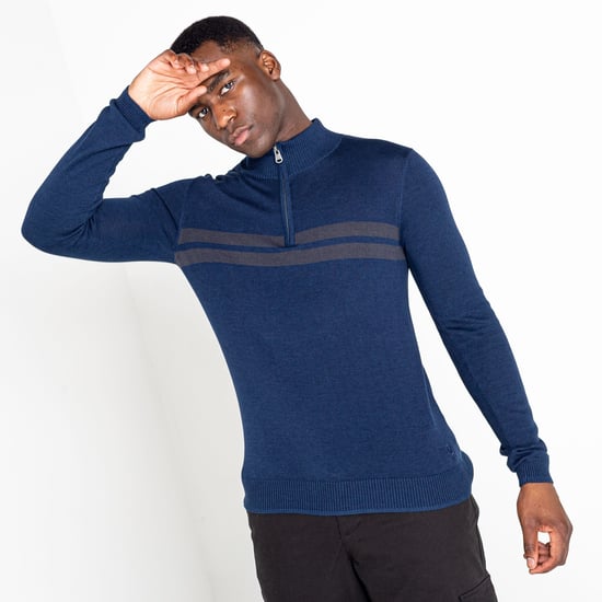 Dare 2B Mens Unite Us Knitted Half Zip Sweatshirt (Nightfall Navy/Ebony)