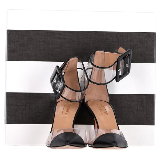 Aquazzura PVC Ankle Strap Sandals in Black Leather - Image 3