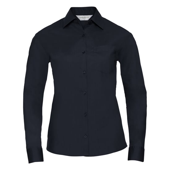 Russell Collection Dames/Dames Poplin Easy-Care Overhemd met Lange Mouwen (Franse marine) - Image 1