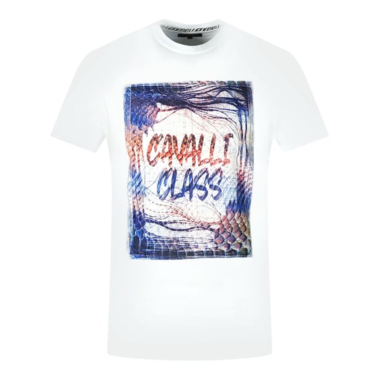 Cavalli Class Box Logo Vit T-shirt - Image 1