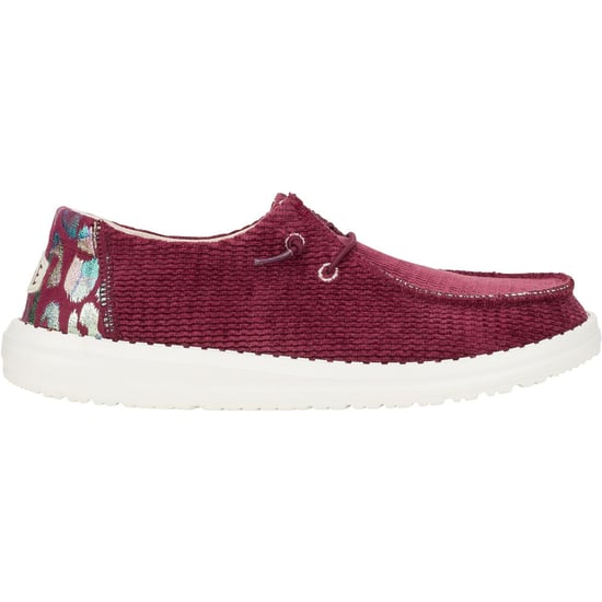 HEYDUDE Wendy Corduroy Leo Polyester Dam Burgundy Loafers - Image 6